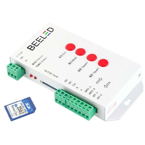 Контроллер для светодиодных пикселей (адресной SPI ленты) T1000S BEELED BLDC-PC1000 rgb led controller t1000s sd card 2048pixels controller for ws2801 ws2811 ws2812b sk6812 lpd6803 dc5 24v
