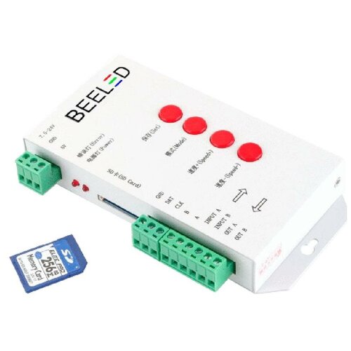 Контроллер для светодиодных пикселей (адресной SPI ленты) T1000S BEELED BLDC-PC1000 dc5 12v sp110e bluetooth pixel light controller led dimmer rgb rgbw sk6812 apa102 1903 ws2801 ws2811 ws2812b pixels led strip