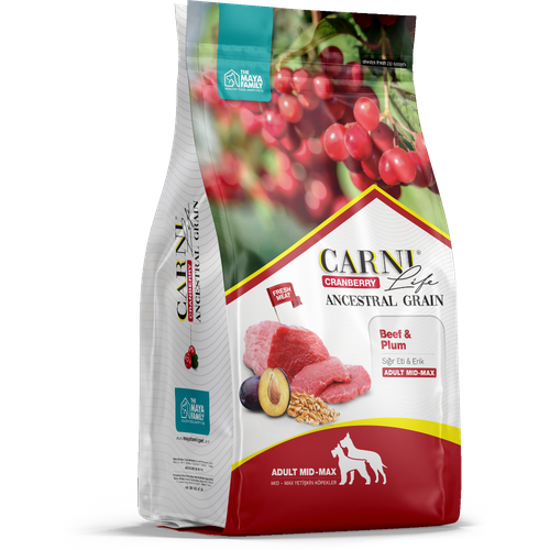 CARNI Life Medium Maxi сухой корм для собак средних и крупных пород говядина с черносливом и клюквой