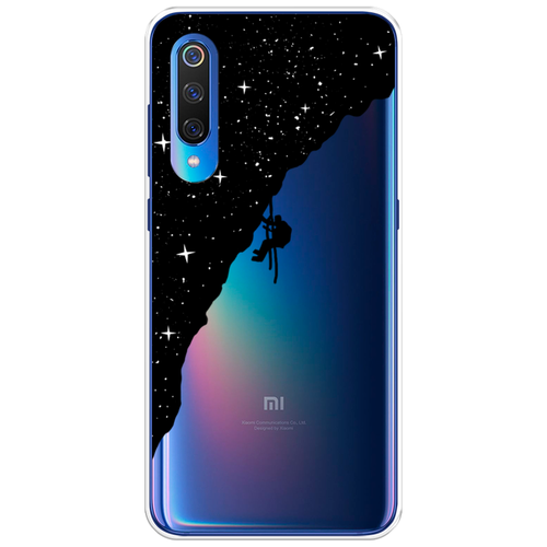 Силиконовый чехол на Xiaomi Mi 9 / Сяоми Ми 9 Скалолаз в космосе, прозрачный