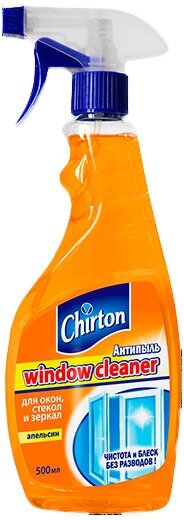 Средство для мытья стёкол CHIRTON 750мл акция! (жидкость) Апельсин с распылителем