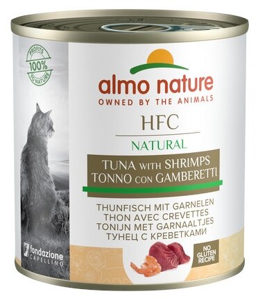 Влажный корм для кошек Almo Nature HFC с тунцом с креветками (кусочки в соусе)