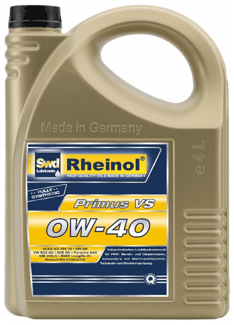 Синтетическое моторное масло Rheinol Primus VS 0W-40