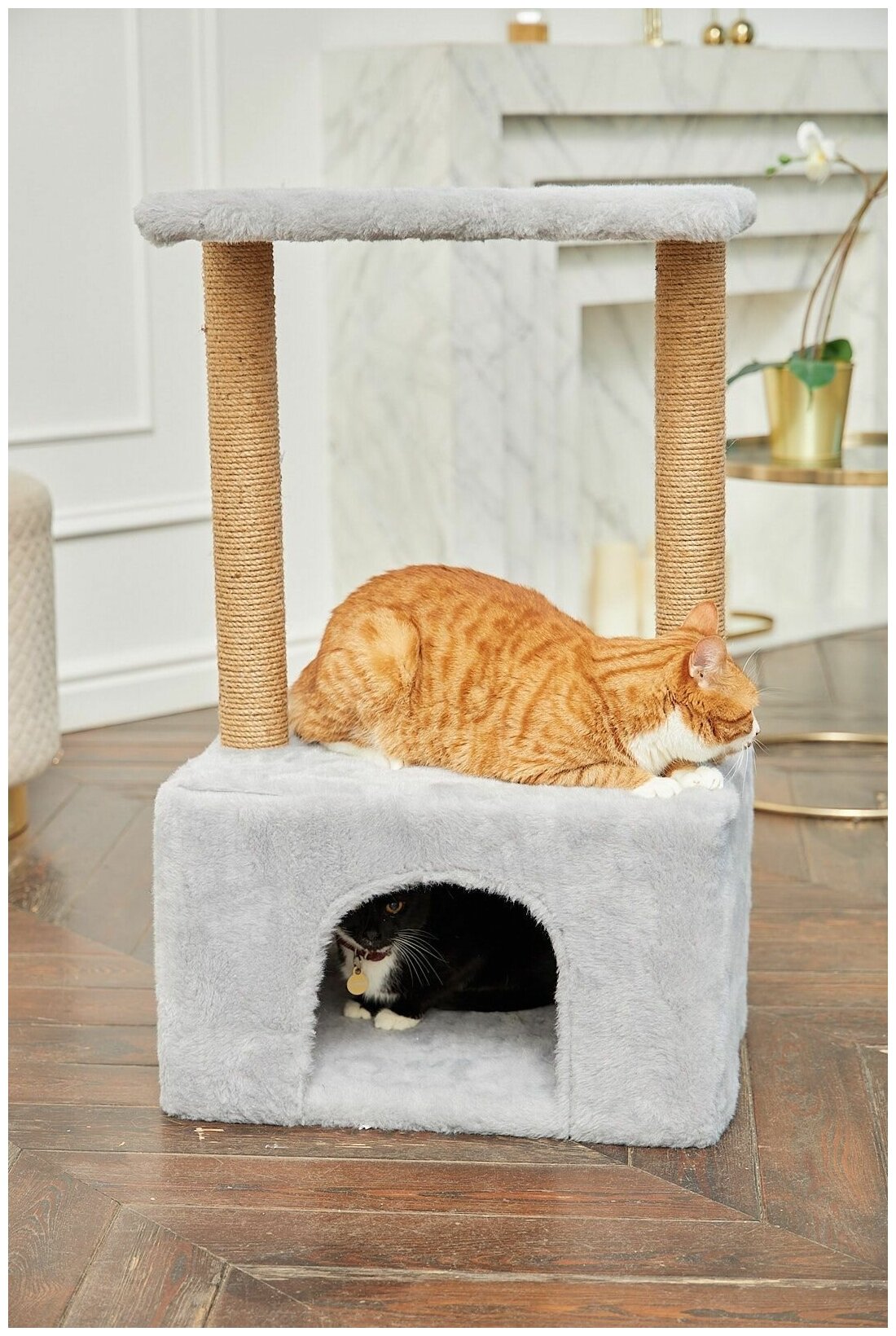 Большой Домик для крупной кошки с когтеточкой 50х35х85см - фотография № 6