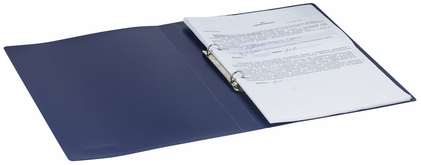 Папка на 2 кольцах BRAUBERG "Office", 25 мм, синяя, до 170 листов, 0,5 мм, 227494 - фото №6
