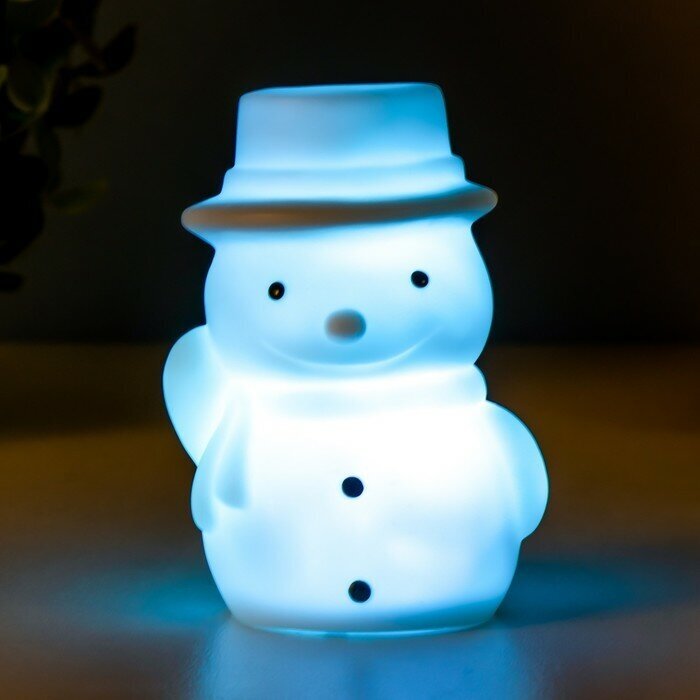RISALUX Ночник Снеговик LED батарейки белый 4х5,5х7,7 см - фотография № 8