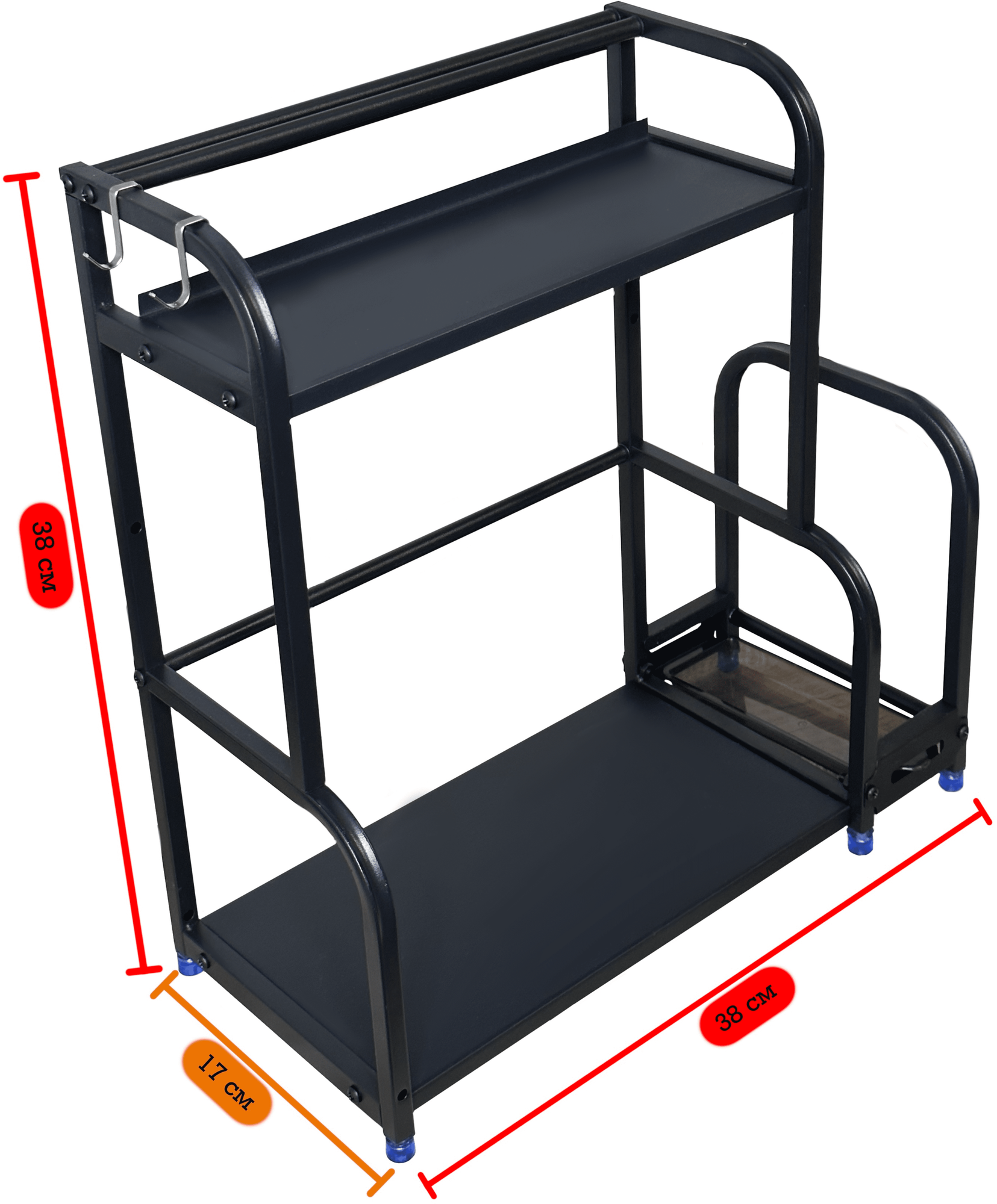 Полка кухонная для специй, стеллаж настольный металлический, стойка универсальная 40 см - фотография № 2