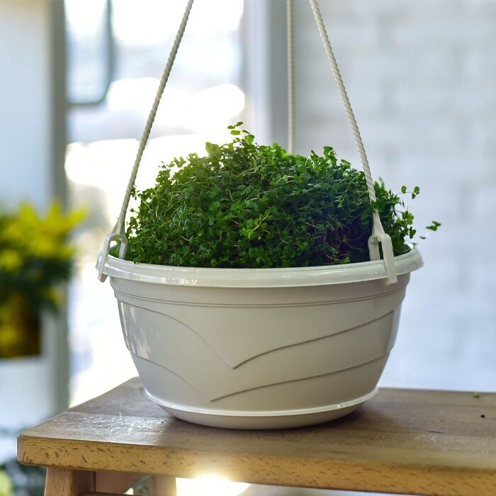 фото Кашпо для цветов пластик подвесное 2,75 л d=225 мм (без подвеса) 'Венеция' белый (5Пл)