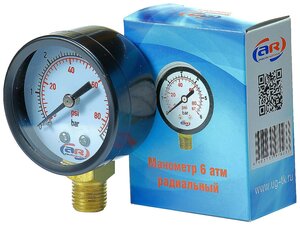 Аналоговый <b>манометр</b> AquamotoR AR112010 <b>Манометр</b> радиальный 6 атм, 50 мм AquamotoR AR112010 необходим