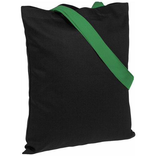 фото Холщовая сумка brightone, черная с зелеными ручками molti