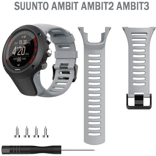 Ремешок для Suunto Ambit , Ambit 2, Ambit 3 браслет силиконовый (серый) ремешок для часов su ambit черный