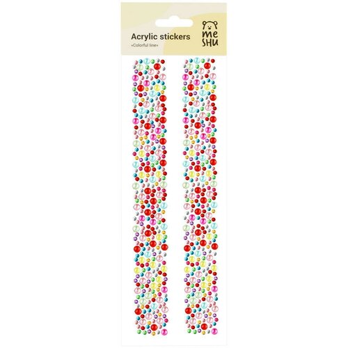 Наклейки акриловые MESHU Colorful line, 25*7,8см, стразы, 500 наклеек, инд. уп, европодвес, 324571