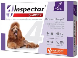 Фото Inspector капли от блох и клещей Quadro С от 10 до 25 кг для собак и щенков