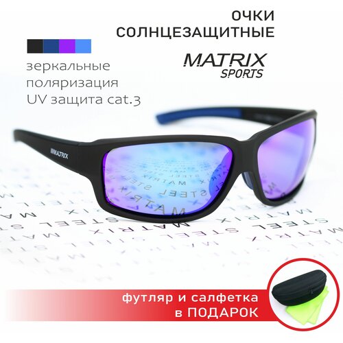 фото Солнцезащитные очки matrix, прямоугольные, оправа: пластик, спортивные, градиентные, с защитой от уф, поляризационные, зеркальные, мультиколор