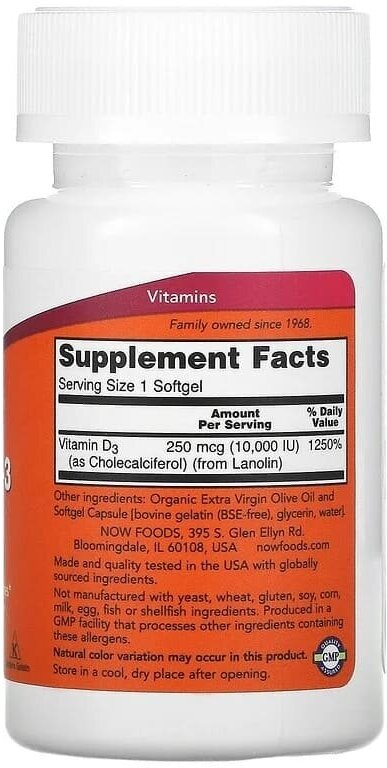 Now Vitamin D-3 10000 IU (120sgels)