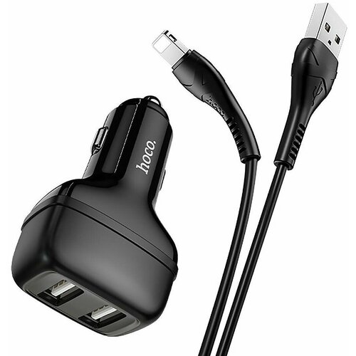 АЗУ, 2 USB 2.4A (Z36), HOCO, черный переходник азу на 2 usb 2 4a z36 hoco белый