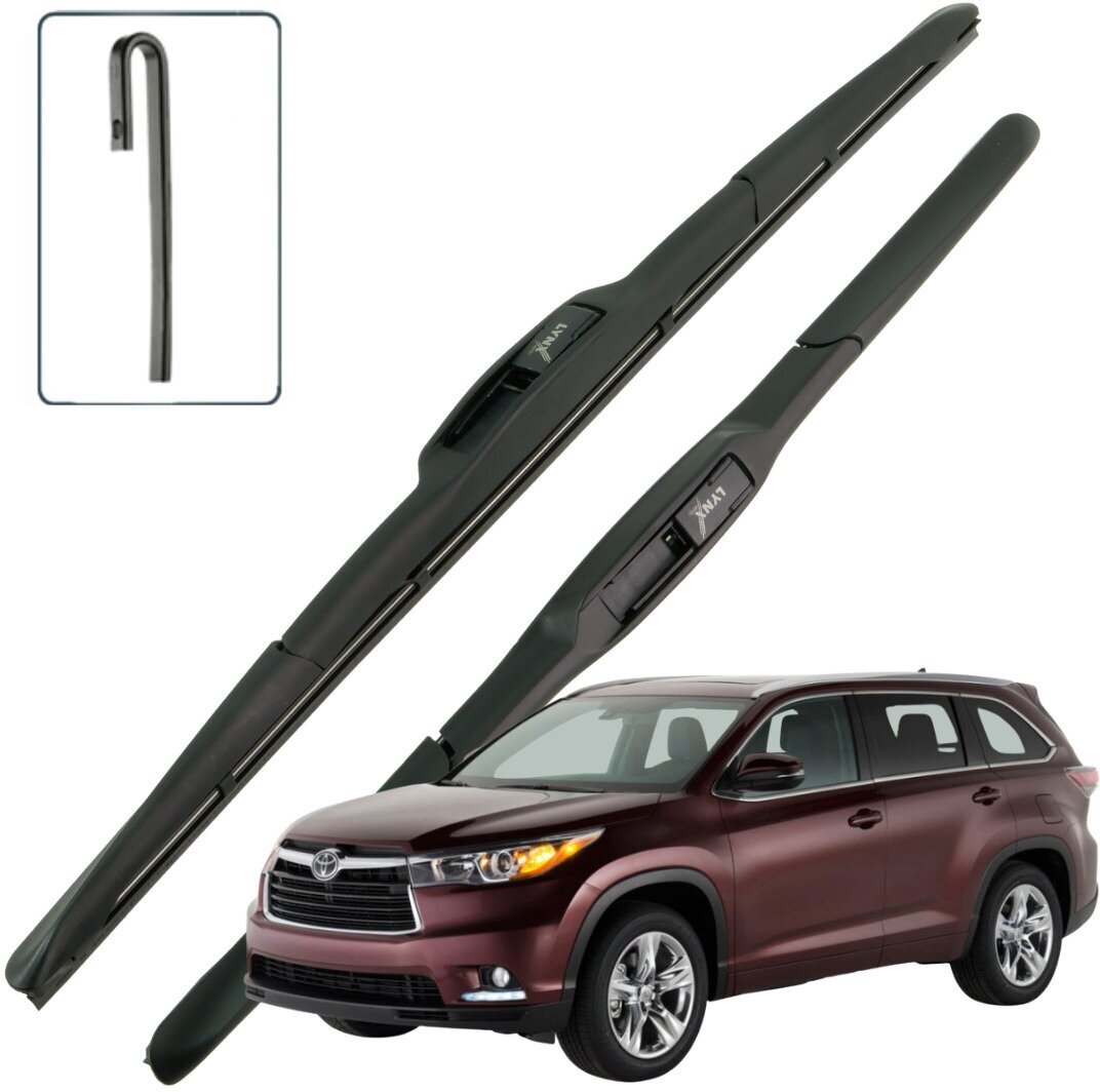 Дворники Toyota Highlander (3) XU50 Тойота Хайлендер 50 2013 2014 2015 2016 2017 Щетки стеклоочистителя гибридные 650мм-500мм к-т 2шт