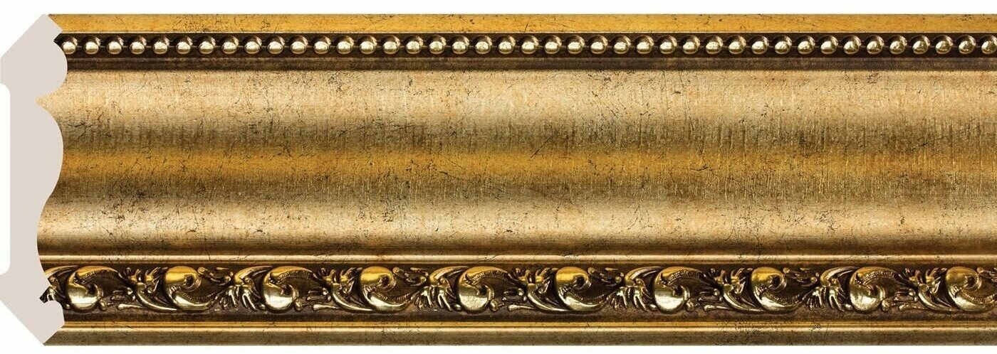 Плинтус потолочный Карниз 107, античное золото. Cosca. Набор 6шт.