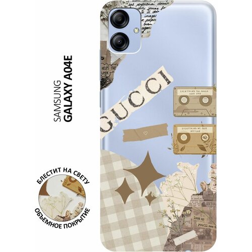 Силиконовый чехол на Samsung Galaxy A04e / Самсунг А04е с 3D принтом GUCCI Stickers прозрачный матовый soft touch силиконовый чехол на samsung galaxy a04e самсунг а04е с 3d принтом gucci stickers черный