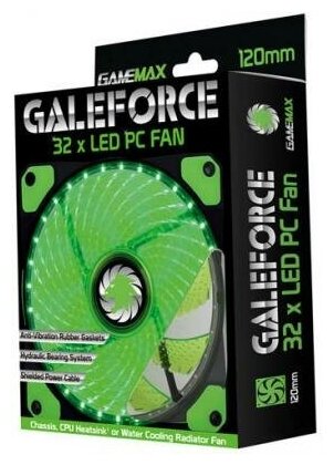 Система охлаждения для корпуса GameMax Galeforce 32 x Green LED, черный/зеленый - фото №8