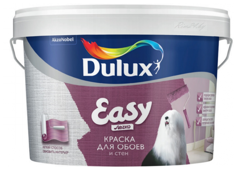 Краска акриловая Dulux Easy влагостойкая моющаяся матовая белый 10 л