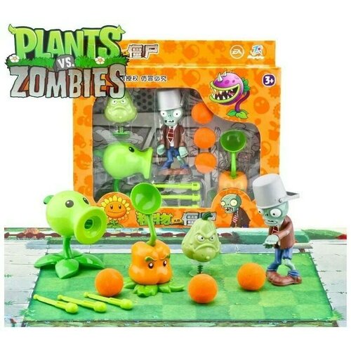 Фигурки Растения против Зомби Plants vs Zombies 4 шт. с аксессуарами Зеленый игровой набор monter jam c рампой zombie 6055011 20115939