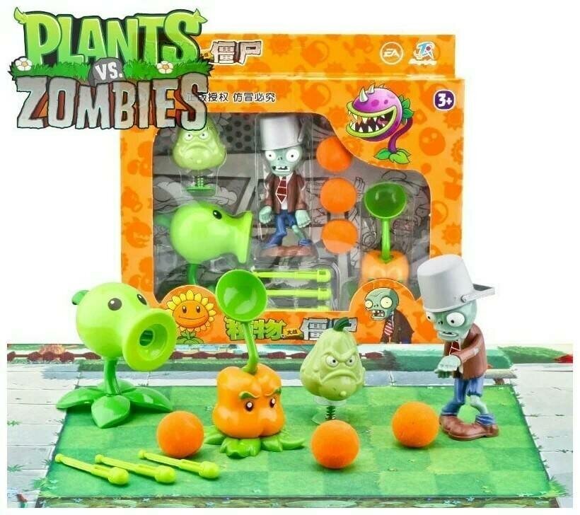 Фигурки Растения против Зомби Plants vs Zombies 4 шт. с аксессуарами Зеленый