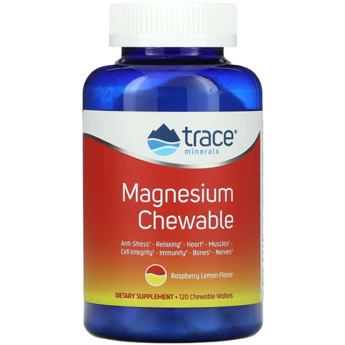 Trace Minerals Magnesium Chewable (жевательные таблетки с магнием) малина и лимон 120 таблеток (Trace Minerals)