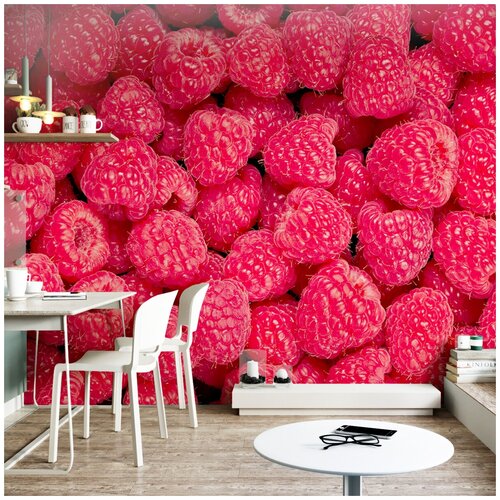 Фотообои 3D Малиновая композиция 300х270 ШхВ Фотообои 3D на стену флизелиновые 300х270 Фотообои в гостиную спальню зал кухню с малиной ягодами фруктами Обои виниловые на флизелиновой основе малина 7250₽