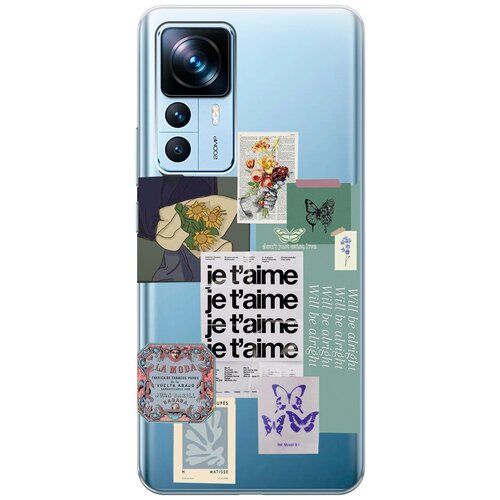 Силиконовый чехол с принтом Je Taime Stickers для Xiaomi 12T / 12T Pro / Сяоми 12Т / 12Т Про чехол книжка на xiaomi 12t 12t pro сяоми 12т 12т про book art jack золотой