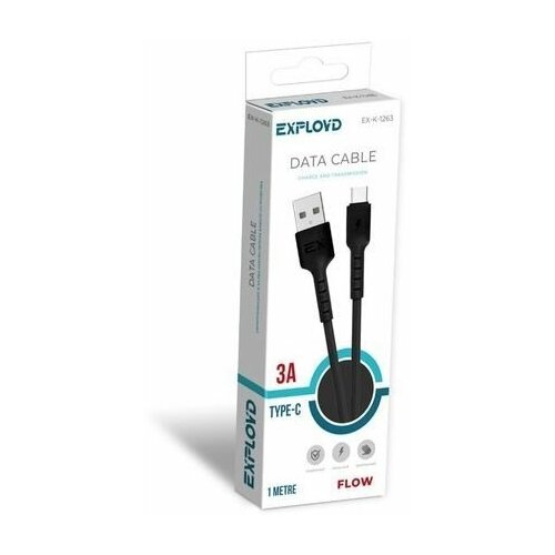 Кабель EXPLOYD EX-K-1263 USB - TYPE-C 1м, чёрный дата кабель exployd ex k 1141 usb type c черный