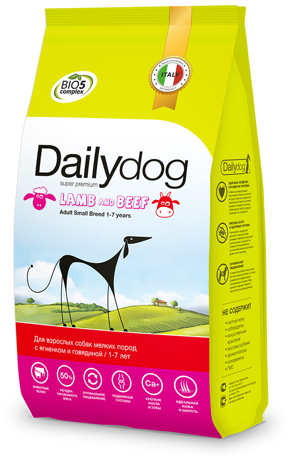 Dailydog Adult Small Breed Lamb and Beef - Сухой корм для взрослых собак мелких пород, с Ягненком и Говядиной (12 кг)
