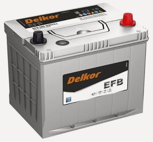 Изображение товара Аккумулятор автомобильный Delkor EFB 95D23L 70 А/ч 660 А обр. пол. Q-85 Азия авто (230x172x220) с бортиком
