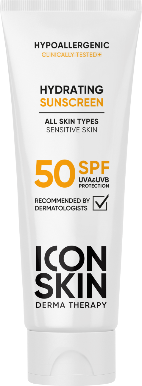 ICON SKIN Крем для лица увлажняющий солнцезащитный SPF 50 для всех типов кожи, для чувствительной кожи, 75 мл