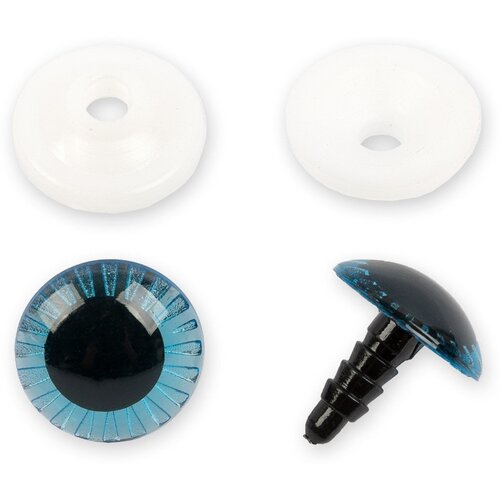 HobbyBe PGSL-18 Глаза пластиковые с фиксатором (с лучиками) d 18 мм 2 шт. синий