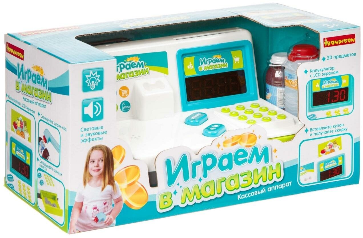 Игр. набор BONDIBON, играем В магазин, с кассовым аппаратом и аксесс, 20 предм. BOX