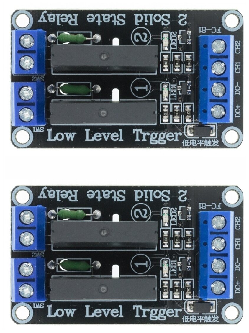 Модуль твердотельного реле (2 канала) Omron ССР G3MB-202P DC 5V для Arduino АС250В 2А (в комплекте 2 штуки!) (Н)