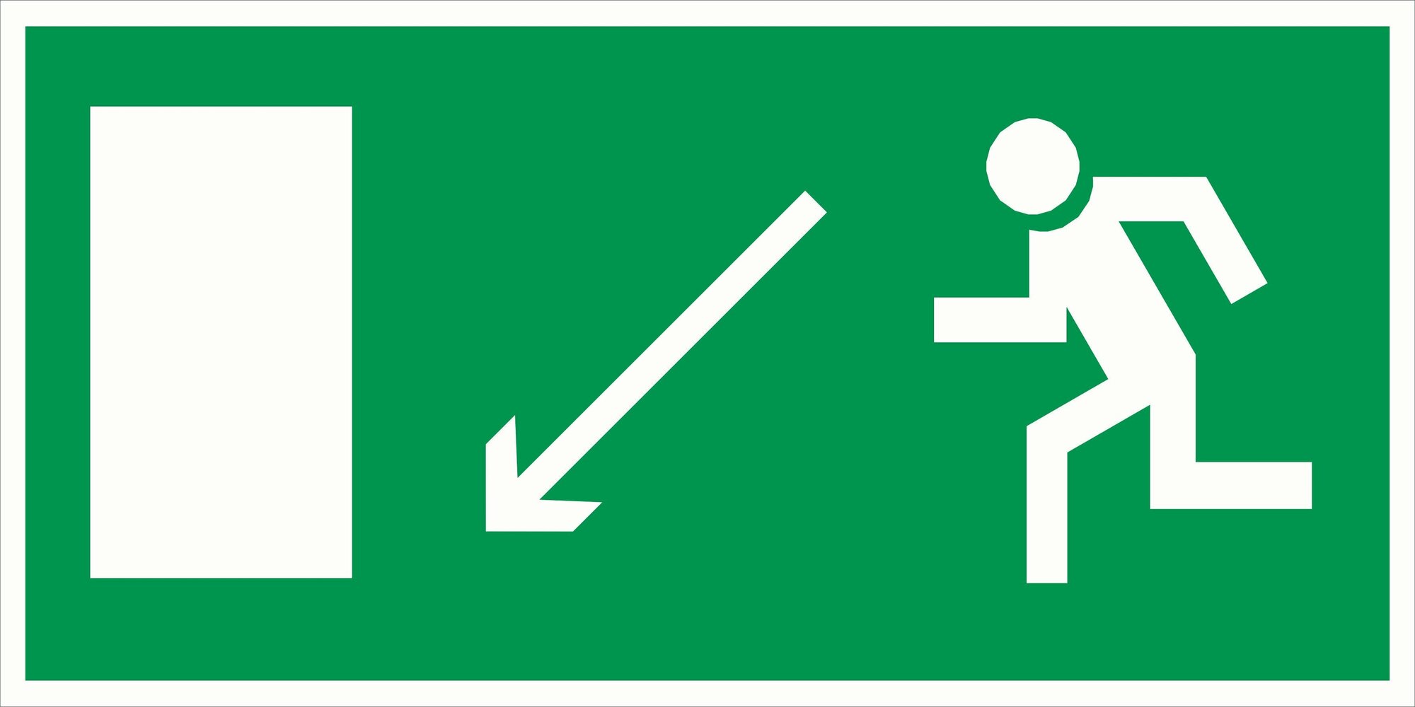 Наклейка "Направление к эвакуационному выходу налево вниз" E08, 30х15 см
