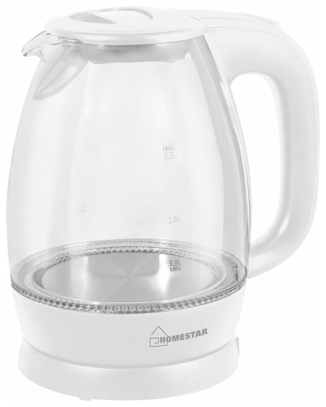 Чайник электрический Homestar HS-1012 1,7 л, стекло, пластик, белый