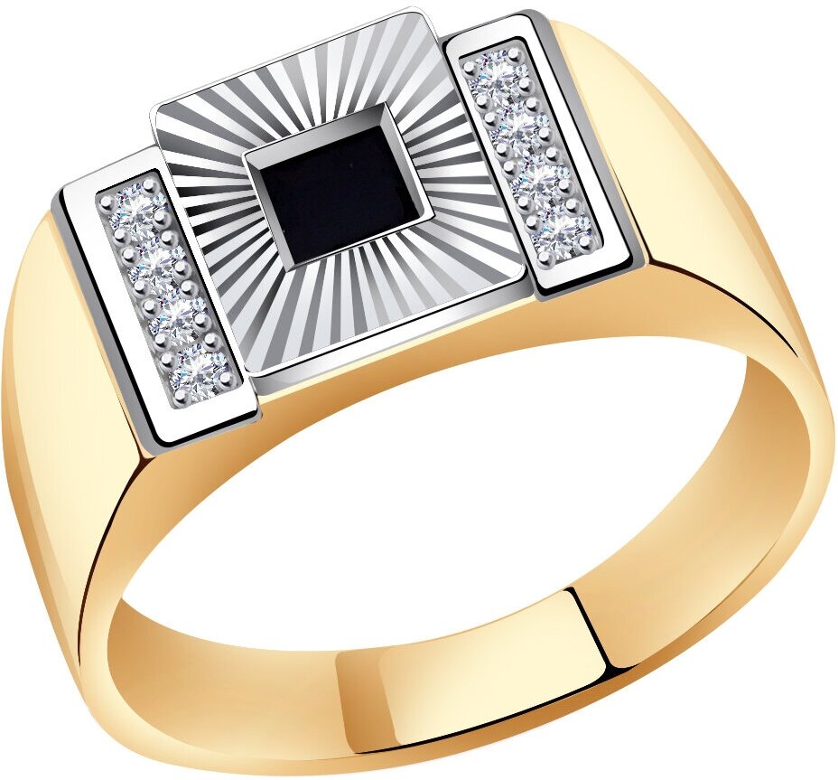 Печатка Diamant online, золото, 585 проба, фианит