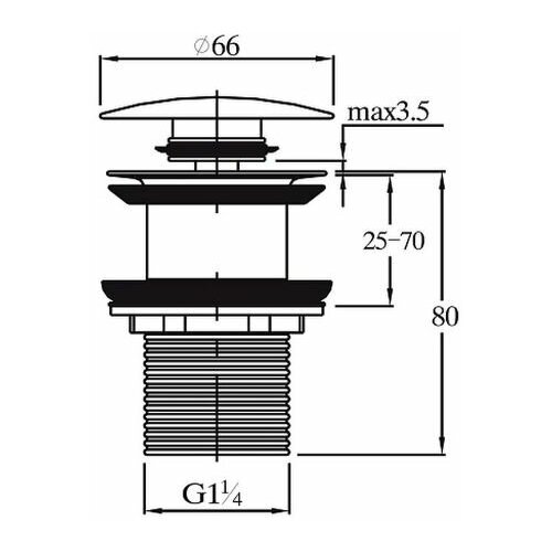 Hansen клапан донный без перелива большая чашка универсальный хром 895₽