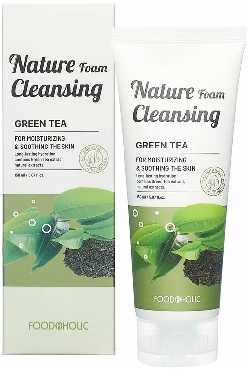 Пенка для умывания с экстрактом зеленого чая FoodaHolic Nature Foam Cleansing Green Tea, 150 мл