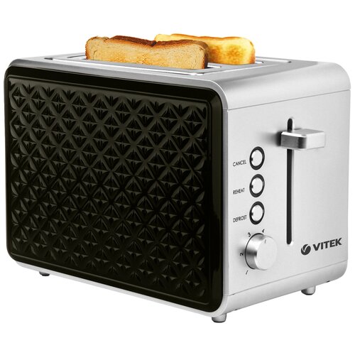 Тостер Vitek VT-7156, 750 Вт, 6 режимов, 2 тоста, серебристо-чёрный