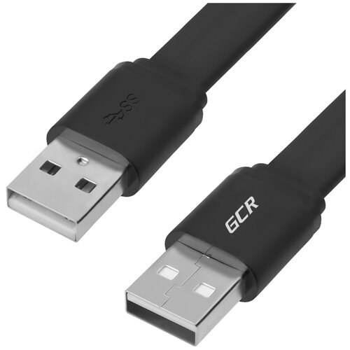 Кабель PROF GCR-AM7 3.0m USB 2.0 AM/AM плоский черный 28/24 AWG морозостойкий