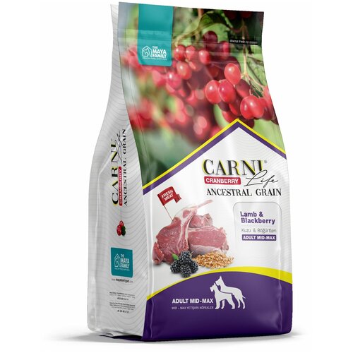Carni Life корм для собак средних и крупных пород, ягненок с ежевикой и клюквой 2,5 кг