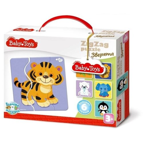 Пазлы контурные Baby Toys Зигзаг. Зверята, 18 элементов пазлы макси зигзаг зверята baby toys 18 эл