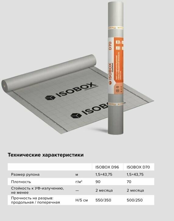 Универсальная пароизоляционная пленка технониколь ISOBOX D70, 70м2