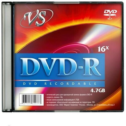 Носители информации DVD-R, 16x, VS, Slim/5, VSDVDRSL501