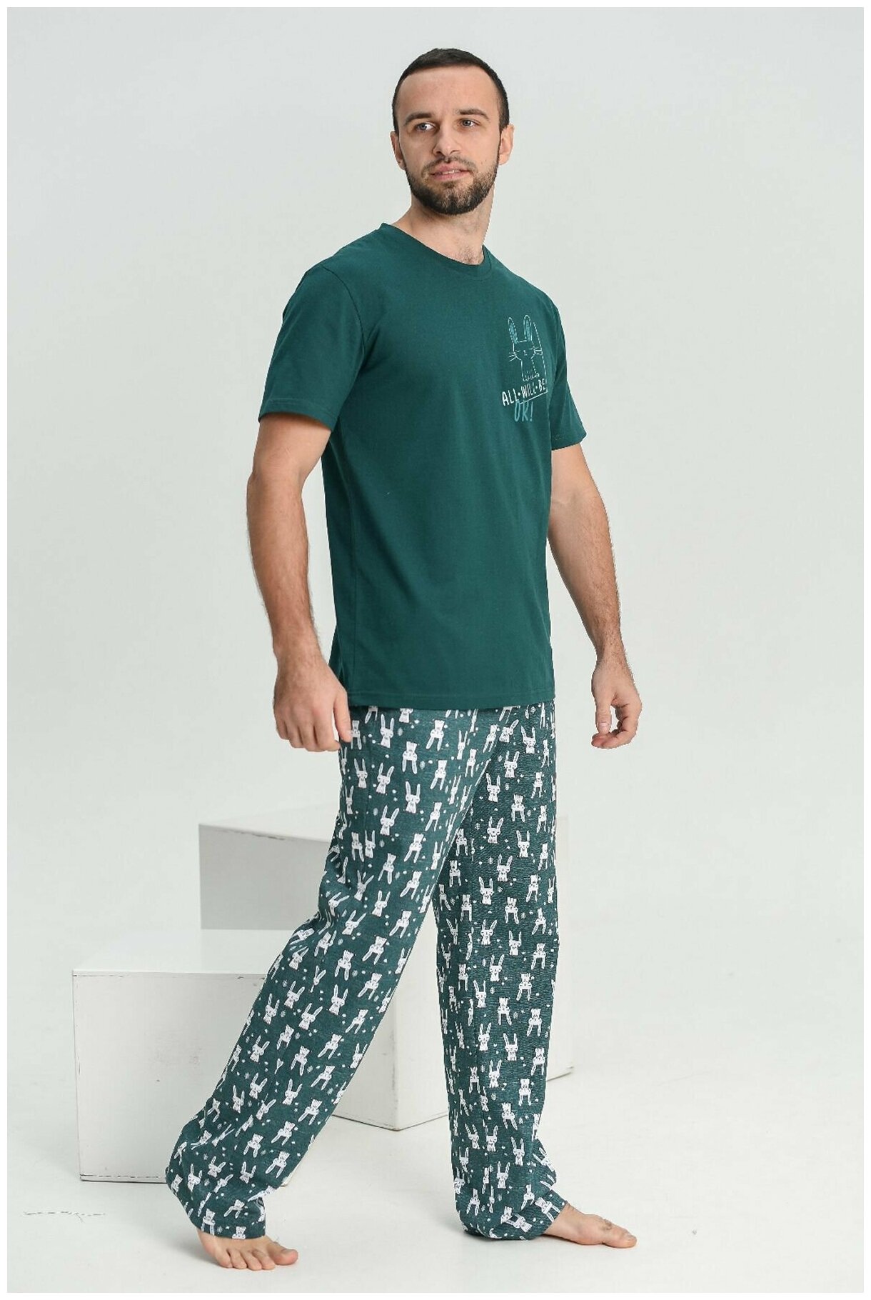 Пижама мужская "Ушастик", темно-зеленый - фотография № 4