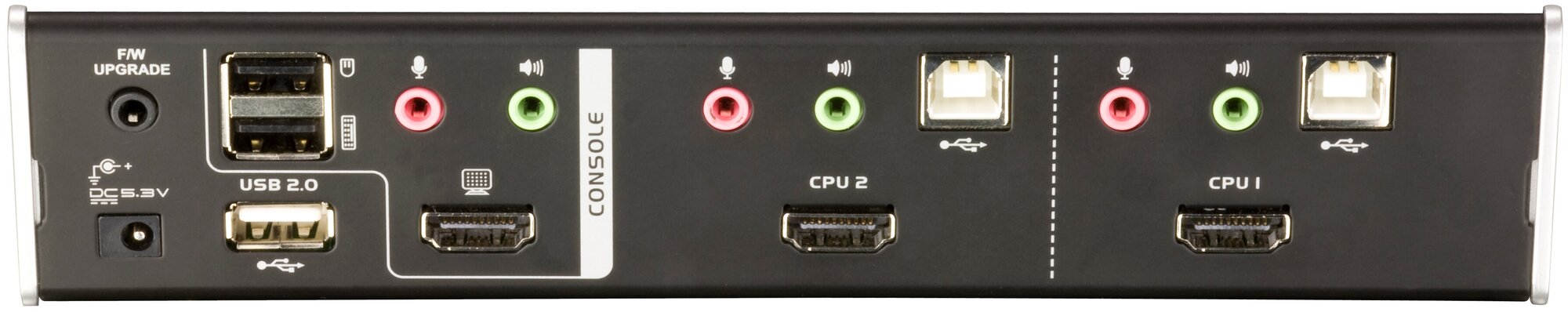 Переключатель KVM Aten KVM+Audio+USB 2.0,1 user USB+HDMI => 2 cpu USB+HDMI, со шнур. USB 2х1.8м., 480i/480p/720p/1080i/1080p/1920x1200 DVI - фото №3